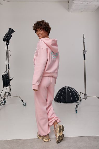 Спортивний костюм вільного фасону з написами - рожевий цвет, M (є розміри) | Зображення 1