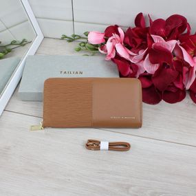 Кошелек женский большой на молнии с ручкой Терракотовый