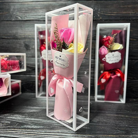 Букет з мила BEST WISHES, довговічний та практичний подарунок, букет троянд в упаковці | Зображення 6