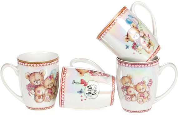 Кружка порцелянова "Милі ведмедики" 340мл перламутрова | Зображення 1