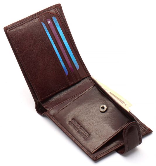 Коричневое мужское портмоне на кнопке из натуральной кожи Marco Coverna B047-801 | Зображення 6