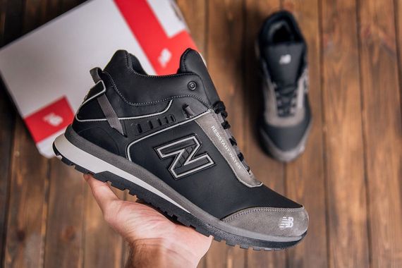 шкіряні зимові кросівки New Balance колір сірий /чорний | Зображення 1