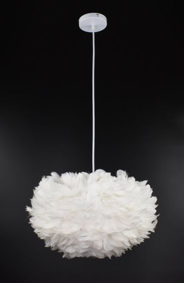 Люстра підвісна з пір'ям на 1 лампочку 26690 Білий 35-110х40х40 см.