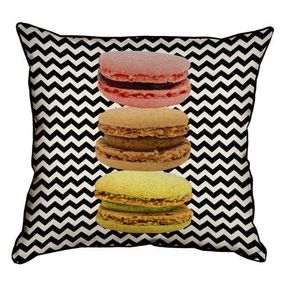 Подушка з мішковини Macarons на фоне зигзага 45x45 см (45PHB_SWE015_WH)