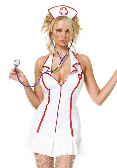 Еротичний костюм медсестри Leg Avenue Head Nurse XL, сукня, аксесуар на голову, стетоскоп | Зображення 1