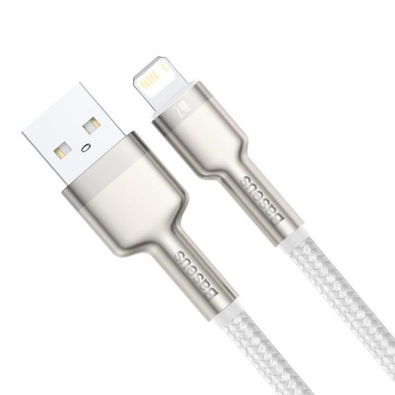 Дата кабель Baseus Cafule Metal USB to Lightning 2.4A (1m) (CALJK-A0) White | Зображення 3