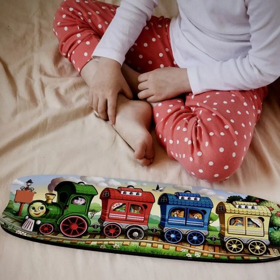 Дерев'яний сортер "Веселий паровозик-3 вагони" Ubumblebees (ПСФ019) PSF019 пазл-вкладиш | Зображення 3