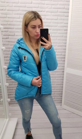 Жіноча демісезонна куртка з емблемою, арт.210/7, блакитний | Зображення 3
