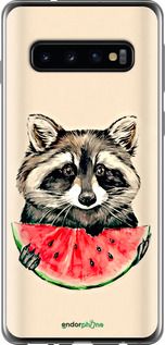 Чохол на Samsung Galaxy S10 Єнотик з кавуном "4605u-1640-2448"