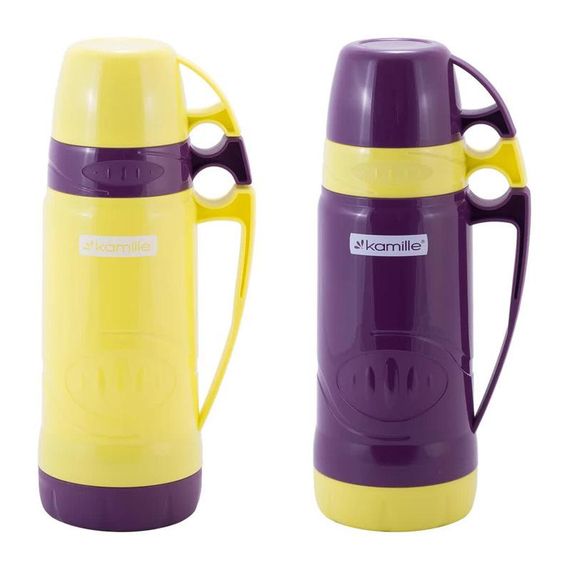 Термос Kamille Glass Violet 600мл дзеркальна колба і 2 чашки