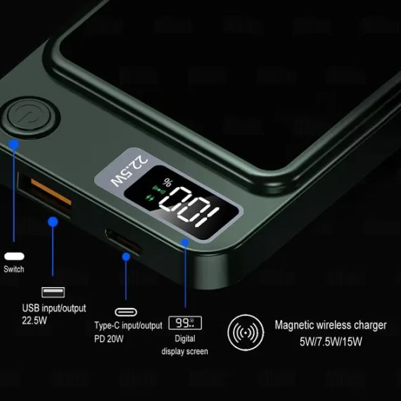 Power bank бездротовий XIYT Y211 / швидке заряджання / Magsafe / Magnetic / 22.5 W + 15 W / 10000 mAh | Зображення 2