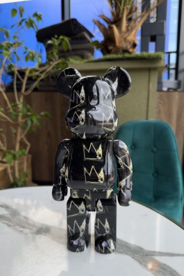 Bearbrick Jean-Michel Basquiat дизайнерська статуетка ведмідь Беарбрік 28 см bs006 чорна | Зображення 2