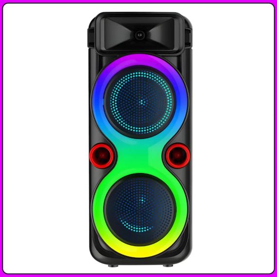 Портативна Bluetooth колонка 2х8" з дротовим мікрофоном і RGB підсвіткою ZQS8275 40W | Зображення 4