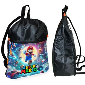 Рюкзак-мішок для взуття, спортивної форми Супер Маріо «Super Mario» дитяча сумка для змінки з розширювачем (01311)