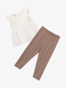 Костюм сукня+лосини для дівчинки Mini Papi 27-596 74 см Капучино shop (2000999620775)
