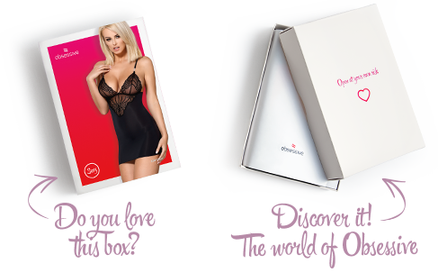 Сатиновый комплект для сна с кружевом Obsessive 828-CHE-1 chemise & thong L/XL, черный, сорочка | Зображення 7