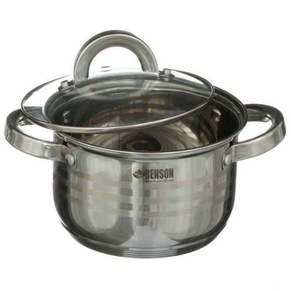 Набір каструль Benson BN-199 із нержавіючої сталі 6 предметів з кришками