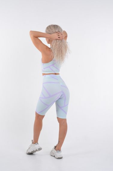 Спортивні шорти велосипедки 4Profi  з принтом "Геометрія" м&#039;ята/ фіолет розмір  XS біфлекс 17630 | Зображення 2