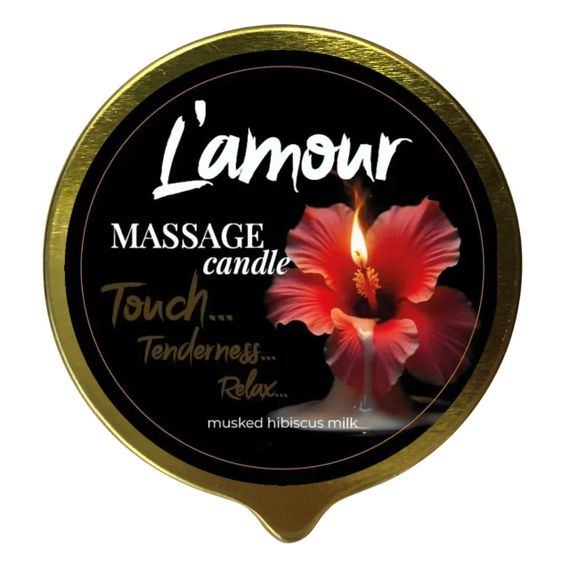Масажна свічка L'amour Musked Hibiscus & Milk, золота, 70 мл Sex Aura