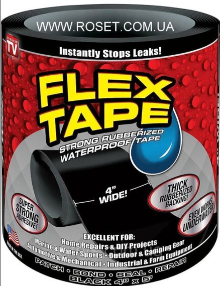 Стрічка Flex скотч Flex Tape 10 х 150 см клейка міцна водонепроникна ізоляційна | Зображення 5