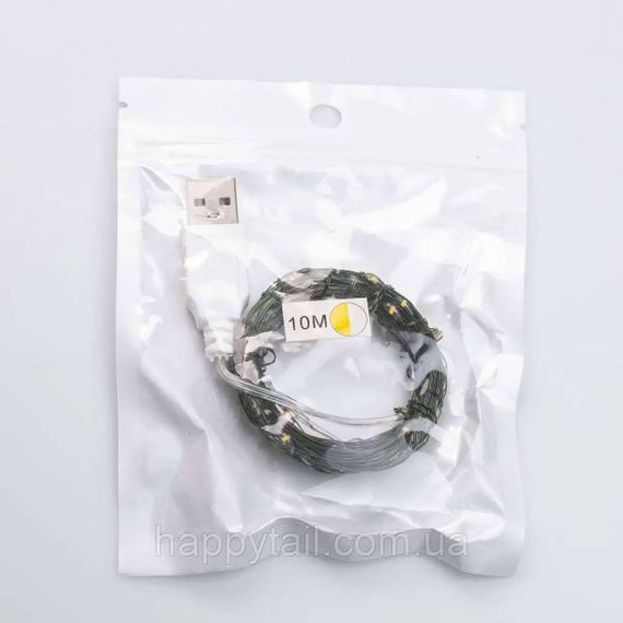 Гірлянда роса 10 метрів USB на 100 led світлодіодів крапля на зеленому дроті USB100L10MGY | Зображення 8