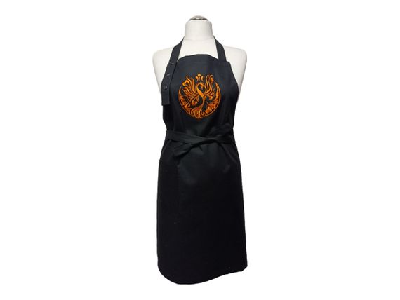 Фартух жіночий для готування з вишивкою фенікс ONESIZE чорний 01496