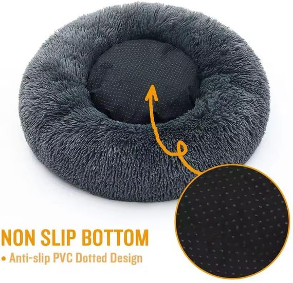 М'який Пуфик Подушка Лежанка Для Котів І Собак 60 См Кругла Глибока Для Домашніх Тварин Графіт | Зображення 2