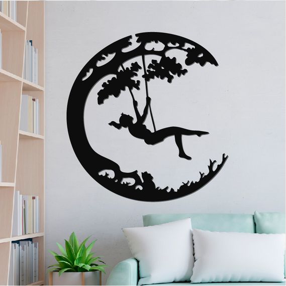 Панно декоративная картина на стену Девушка на качеле LED 16 цветов телефон 400х380 acr-p000077