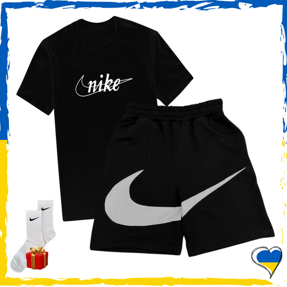 Комплект шорти Nike Big Swoosh та футболка Nike. Комплект Найк Біг Свуш Чорний, XS/S