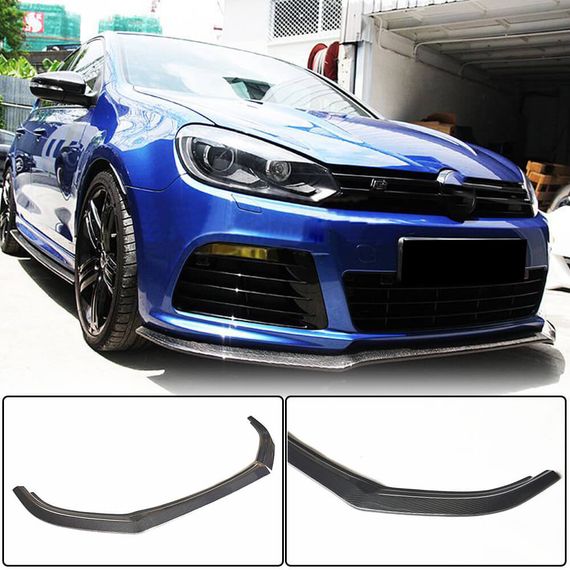 Накладка на передній бампер Lip V1 (для R HB 2010-2013, Карбон) для Volkswagen Golf 6 рр