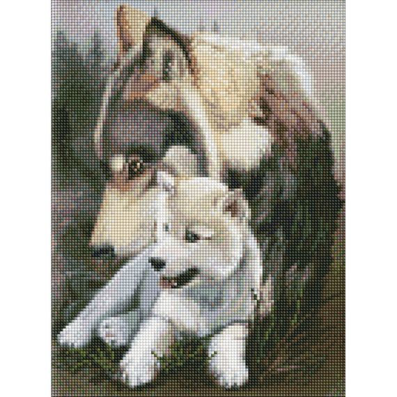 Алмазна мозаїка "Вовча ніжність" Ідейка AMO7368 30х40 см