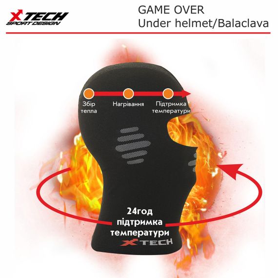 Балаклава X TECH (формована) Sottocasco Game Over Nero чорна | Зображення 8