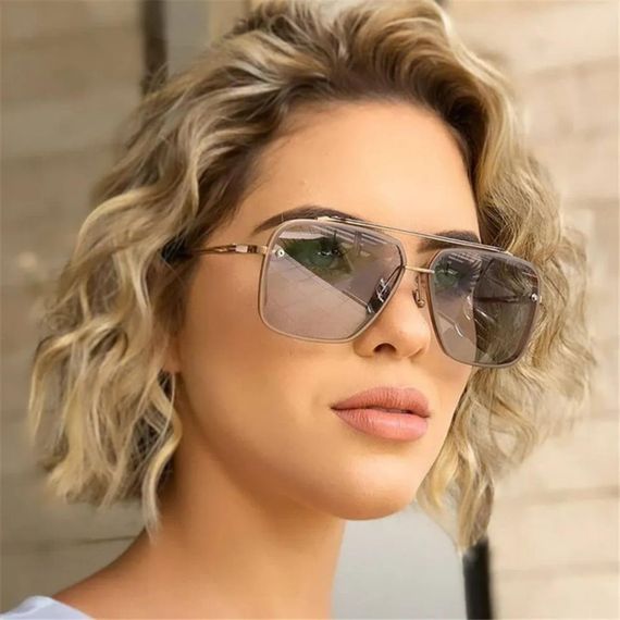 Квадратные очки авиаторы Бирюзово-коричневый  (6634) | Зображення 8