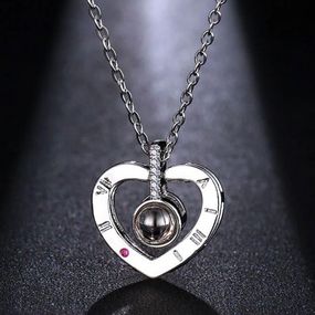 Кулон з ланцюжком "I love you" на 100 мовах світу / Жіночий кулон з проекцією / Підвіска на шию