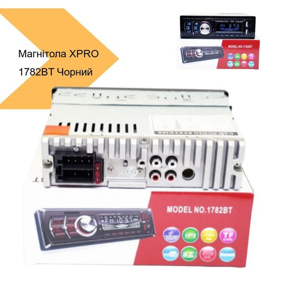 Автомагнітола XPRO 1782BT Чорний 1DIN MP3 1USB, 2USB-зарядка, TF card, bluetooth 20 (MER-14239_537) | Зображення 1