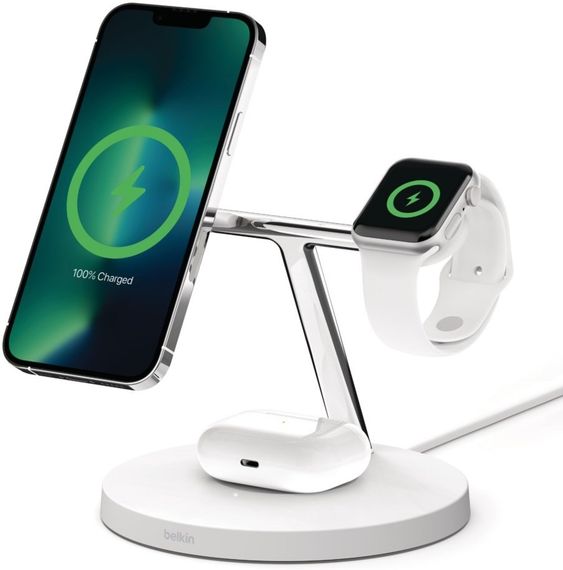 Зарядний пристрій Belkin бездротовий 3в1 MagSafe iPhone/Watch/AirPods, білий (WIZ017VFWH) | Зображення 8
