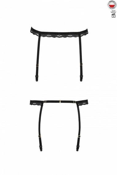 Пояс-стрепи для панчох Passion Exclusive SHELLY GARTER BELT, Чорний, 2XL, 3XL, 2XL/3XL, Великі розміри