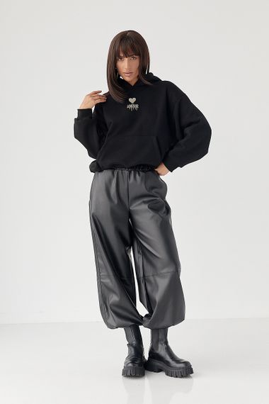 Утеплене худі з капюшоном - чорний цвет, L (є розміри) | Зображення 2