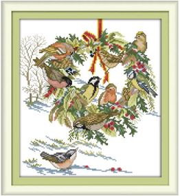 Набір для вишивання за нанесеною на канву схемою "The Wedding birds" .  AIDA 14CT printed, 32*34 см