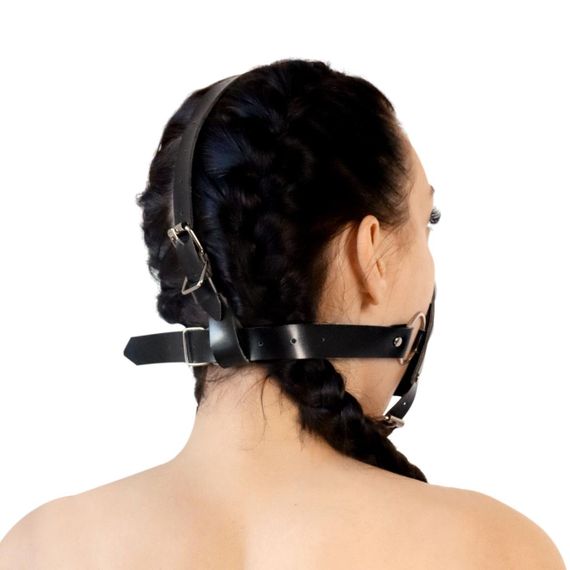 Кляп-маска з пластиковою кулею Art of Sex - Slave, Натуральна шкіра, колір Чорний Sex Aura | Зображення 1