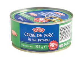 М'яна консерва свинина у власному соку Pikok 98% м'яса, 300 г, ж/б без консервантів