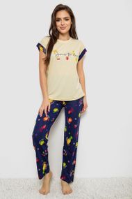 Піжама жіноча з принтом, колір жовтий, 243R2122