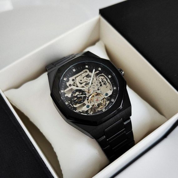 Механічний класичний чоловічий годинник Forsining 8202 Black | Зображення 3