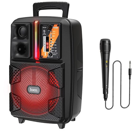 Портативна колонка HOCO BS37 з провідним мікрофоном, чорна