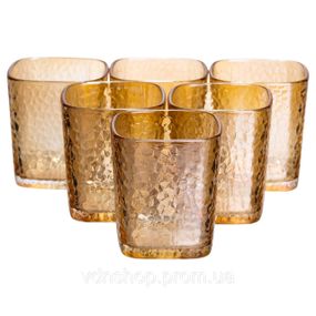 Набор стеклянных стаканов 6 (шт) 250 (мл) для лимонадов, сока, воды, коктейлей Коричневый HP-19-AY-3