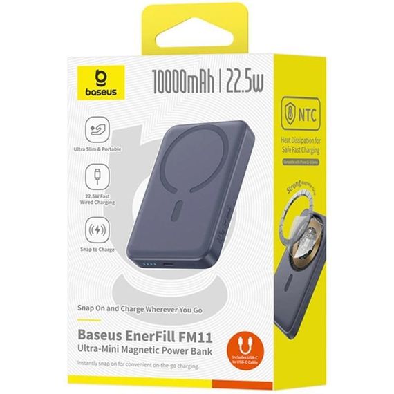 Портативний ЗП Power Bank Baseus EnerFill FM11 Ultra-Mini 22.5W з БЗП 10000mAh (PPFM11-1022) Space Grey | Зображення 1