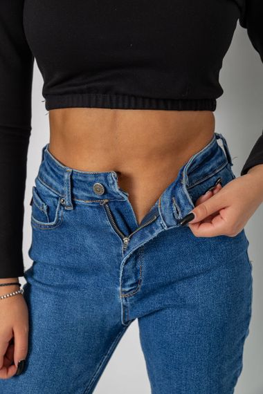 Джинси жіночі Mom-fit стрейч, колір синій, 244R1134 | Зображення 4