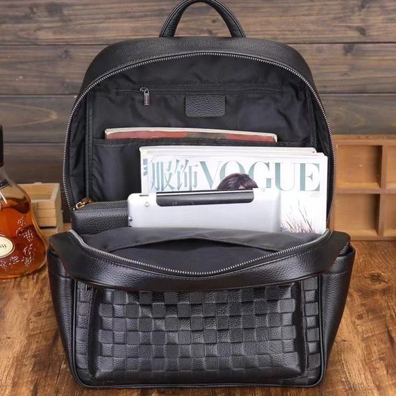 Рюкзак чоловічий шкіряний. Чорний міський рюкзак для ноутбука та документів Tiding Bag 13292 | Зображення 5