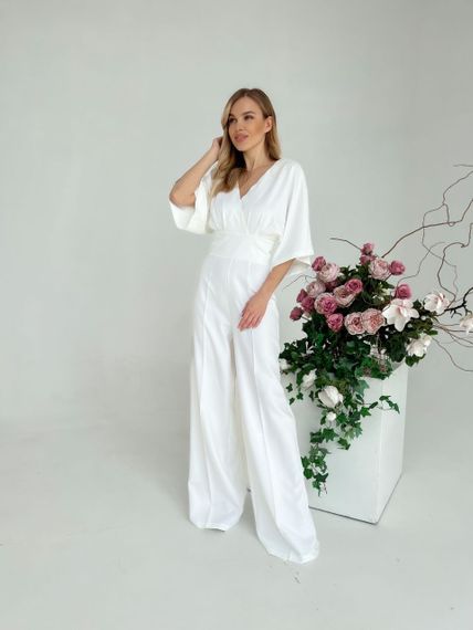 Женский нарядный весенний комбинезон KI201 размер 42, цвет белый