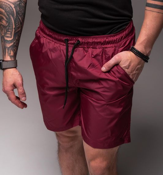 Мужские легкие шорты из плащевки внутри с сеткой RA2040, цвет бордовый, размер L | Зображення 1